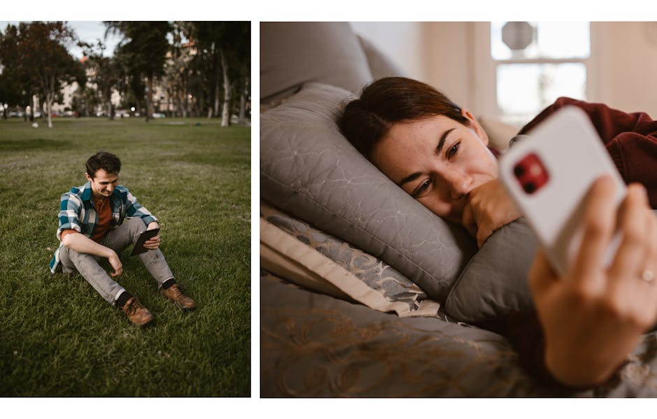 A couple staying connected through a video call while apart.